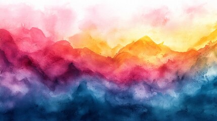 Canvas Print - Watercolor Landscape with Mountain Range