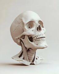 Wall Mural - White Human Female Skull and Jaw Medical Anatomical Clay 3d illustration render  , Generated with Artificial Intelligance