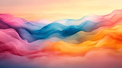 Poster - Abstract Colorful Landscape with Wavy Lines