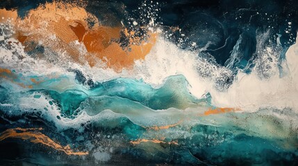 Abstract sea art in contemporary designs, using bold colors and textures to create an artistic interpretation of the ocean.