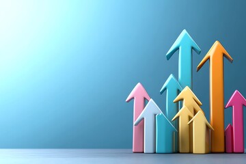 Poster - Abstract arrows moving upward, representing the progress and continuous growth of a business