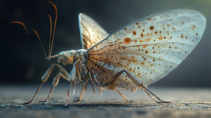 Sticker - Close-Up of a Unique Insect with Detailed Wings