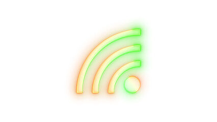 Neon icon wifi symbol brown green color transparent background