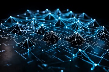 Aufkleber - Abstract data points, with lines connecting dots to form a business analytics network, symbolizing data flow