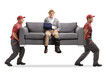 © Ljupco Smokovski - Movers carrying sofa with injured senior man