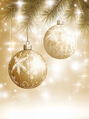 Poster - Elegant Gold Christmas Ornaments on Sparkling Background