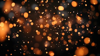 Poster - Orange and Gold Bokeh Lights on Dark Background