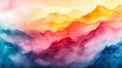 Canvas Print - Abstract Watercolor Landscape in Vibrant Hues