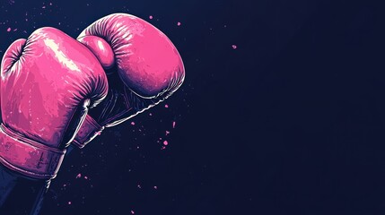 Vibrant pink boxing gloves design on dark background highlighting strength and determination in sports art illustration