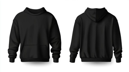 Fototapete - Black sweater template Longsleeve sweatshirt with a clipping path isolated on a white background Ideal for mockups or print design Vector illustration
