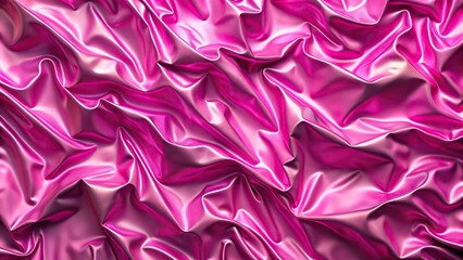 Abstract shiny holographic pink wave crumpled material wallpaper