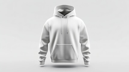 Fototapete - Blank hooded sweatshirt mockup for print isolated on a white background A 3D rendering of a simple hoodie great for fashion design or custom print work