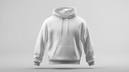 Fototapete - Blank hooded sweatshirt mockup for print isolated on a white background A 3D rendering of a simple hoodie great for fashion design or custom print work