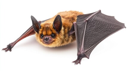 Wall Mural - A Close-Up Portrait of a Bat with Wings Spread