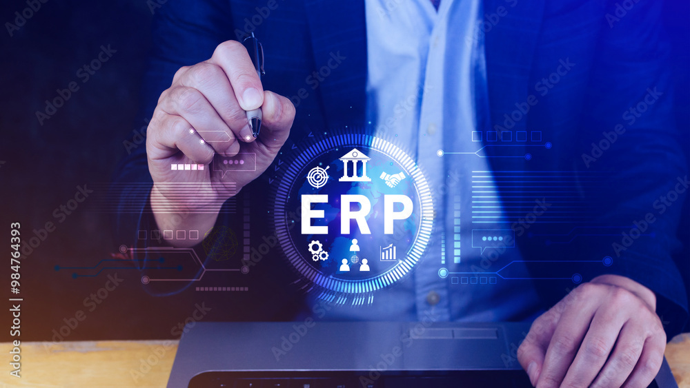 ERP Concept, Enterprise resource planning concept, analyzing ERP system ...