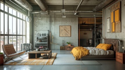 Canvas Print - Industrial Loft Apartment Interior Design