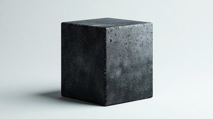 Poster - A black cube sits on a white background