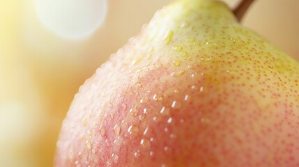 Wall Mural - Close-up of a Pear with Dew Drops