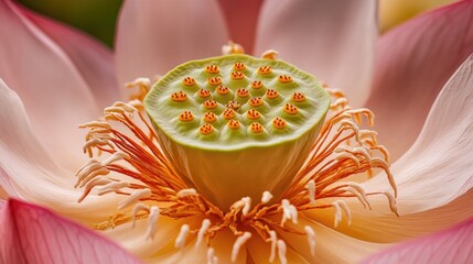 Wall Mural - Close-up of a Lotus Flower's Center