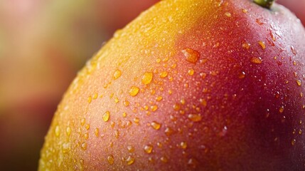 Wall Mural - Close-up of a Dewy Mango