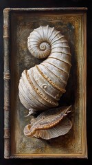 Wall Mural - Nautilus Seashell Still Life Painting -  Close Up of Spiral Shell