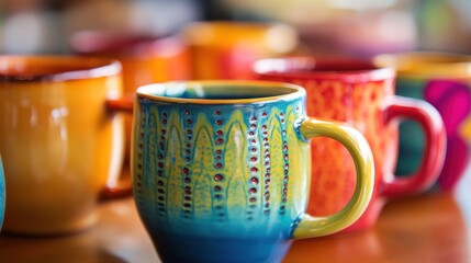 Canvas Print - Colorful Ceramic Mugs