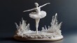 © Helois - A white ballerina sculpture in a graceful pose, surrounded by crystalline formations on a circular platform.