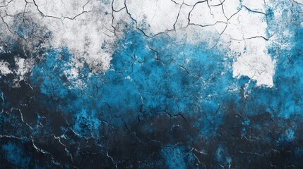 Poster - A serene blend of blue and white with a cracked texture, perfect for backgrounds and digital designs.