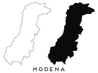 Poster - Modena map outline and black silhouette vector