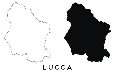 Wall Mural - Lucca map outline and black silhouette vector