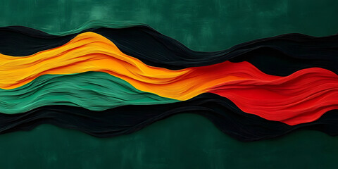 Banner with colors of african flag on a green background, for black history month, juneteenth, keti koti or remembrance abolition.