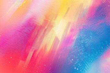 Poster - Blended multi-hued holographic gradients combined with radiant rainbow tones and enhanced halftone effects, including digital soft noise and texture for contemporary lo-fi background design