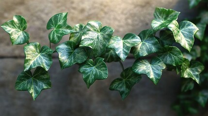 Wall Mural - Close Up of Green Ivy Leaves with White Veins