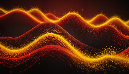 Wall Mural - Red and Yellow waves, geometric abstract art,particle waves,gradient space, mathematics