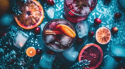 Poster - Christmas mulled wine with orange and cranberry