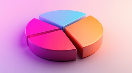 Poster - A 3D pie chart representing budget allocation, with interactive segments and a soft gradient background, emphasizing the data distribution.