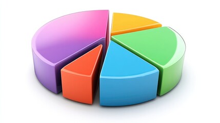 Poster - A 3D pie chart with interactive segments and detailed financial labels, set against a white background for clarity and focus.