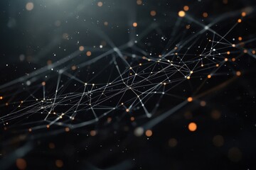 Poster - Dynamic data visualization animation set against a dark background, showcasing an intricate network of linked nodes and connecting lines
