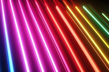 Poster - Lively text motion on colorful neon bands set against a dark background for achieving top scores