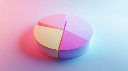 Poster - A clean and elegant 3D pie chart showcasing annual revenue breakdown, with smooth, segmented colors and subtle lighting effects for a polished look.