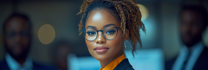 Poster - Confident young Black woman in business attire.