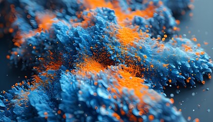 Dynamic 3D visualization of data clusters with glossy blue and orange blobs in Scikit-learn machine learning framework