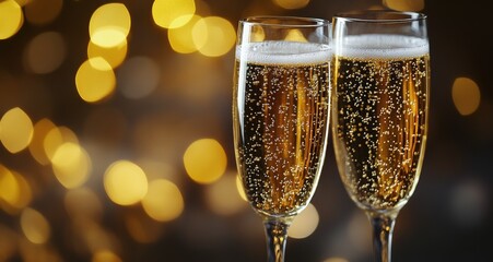 Celebrating with sparkling drinks in elegant flutes during a festive evening gathering