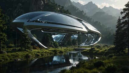 Futuristic Nature and Technology Coexisting