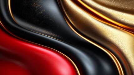 Wall Mural - Abstract Gold, Red, and Black Wave Pattern Background