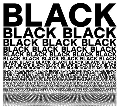 Black and white card composed of big amount of decreased words. Booklet with microtext for wallpaper usage. Vector illustration.