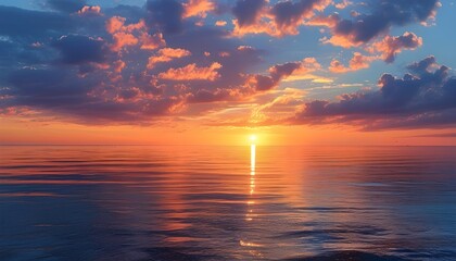 Wall Mural - Sunset Reflections on the Serene Sea Landscape