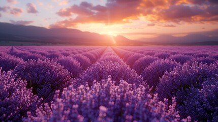 Canvas Print - Lavender Field Sunset