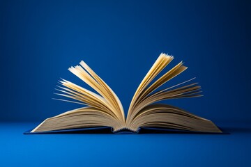 Open Book on Blue Background - Symbol of Knowledge and Learning