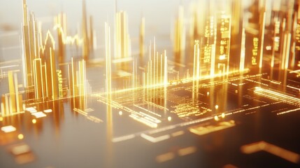 Poster - A detailed view of a gold trading graph with candlestick patterns and indicators, displayed on a digital device, set against a simple, white backdrop.